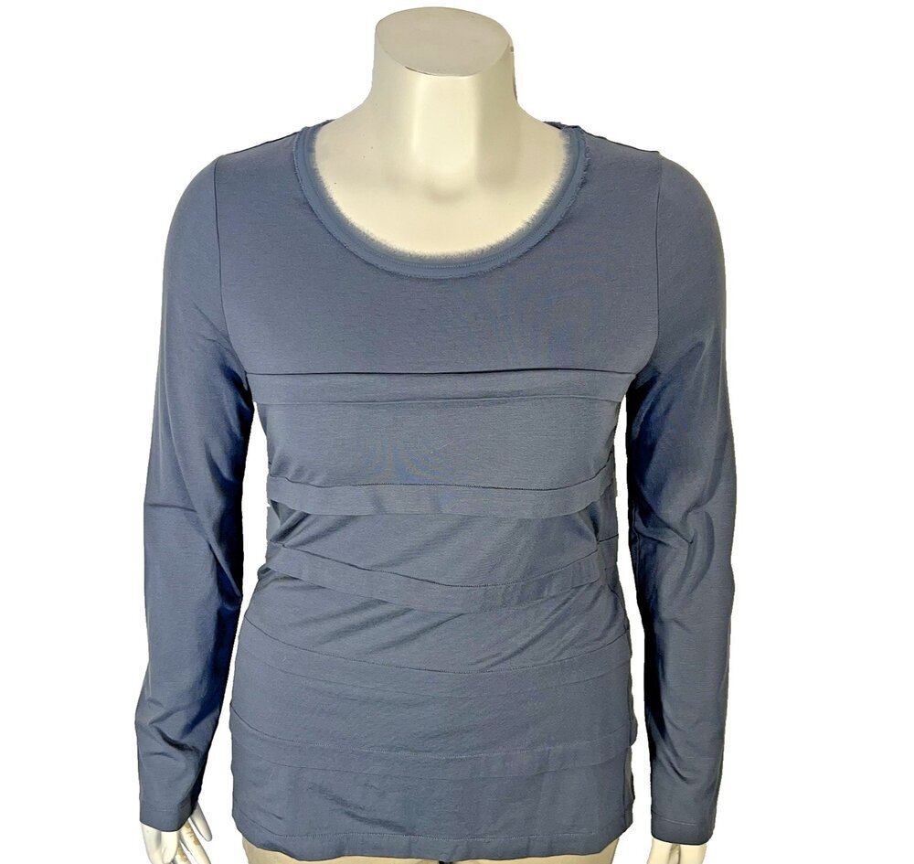 Ann Taylor Tunic Top Womens L Gray Shutter Shutter Front Long Sleeve Office